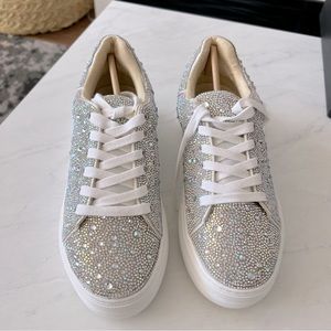 NIB Betsy Johnson Sutton Highwall Bling Platform Rhinestone Sneakers - Wedding